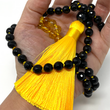Load image into Gallery viewer, Black Agate & Citrine Mala