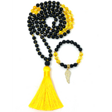 Load image into Gallery viewer, Black Agate & Citrine Mala