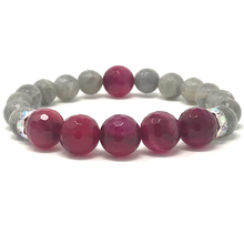 Load image into Gallery viewer, Labradorite & Fuchsia Agate Jewelry set