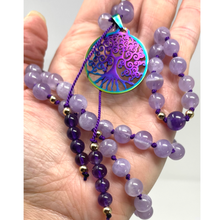 Load image into Gallery viewer, Lavender Amethyst Mala Necklace