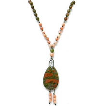 Load image into Gallery viewer, Unakite Mala Necklace