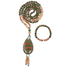 Load image into Gallery viewer, Unakite Mala Necklace