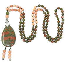Load image into Gallery viewer, Unakite Mala Necklace