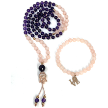 Load image into Gallery viewer, Amethyst & Morganite Mala Necklace