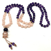 Load image into Gallery viewer, Amethyst & Morganite Mala Necklace