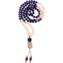 Load image into Gallery viewer, Amethyst & Morganite Mala Necklace