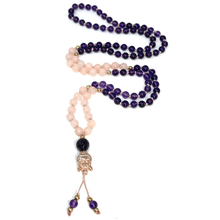 Load image into Gallery viewer, Amethyst & Morganite Mala Necklace