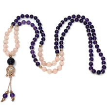 Load image into Gallery viewer, Amethyst & Morganite Mala Necklace