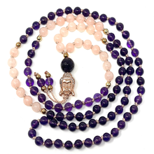 Load image into Gallery viewer, Amethyst & Morganite Mala Necklace