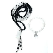 Load image into Gallery viewer, Obsidian & moonstone Mala Necklace