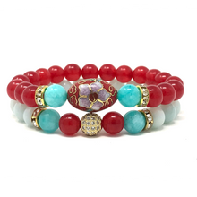 Load image into Gallery viewer, Set Amazonite & Red Jade