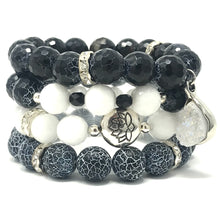 Load image into Gallery viewer, Black Agate & White Jade Jewelry set