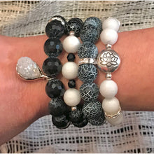Load image into Gallery viewer, Black Agate & White Jade Jewelry set