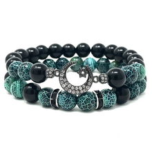 Load image into Gallery viewer, Set Onyx & Green Cracked Agate