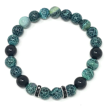 Load image into Gallery viewer, Set Onyx & Green Cracked Agate