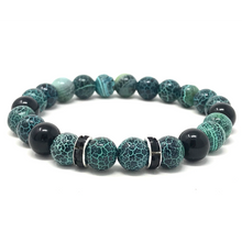 Load image into Gallery viewer, Set Onyx & Green Cracked Agate