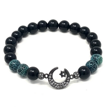 Load image into Gallery viewer, Set Onyx & Green Cracked Agate