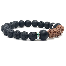 Load image into Gallery viewer, Black Lava & Rudraksha