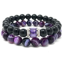Load image into Gallery viewer, Set black onyx & purple agate