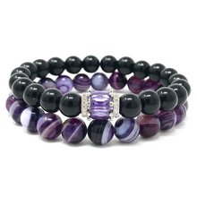 Load image into Gallery viewer, Set black onyx & purple agate