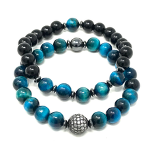 Load image into Gallery viewer, Set Blue Tiger's Eye & Black Onyx