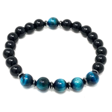 Load image into Gallery viewer, Set Blue Tiger's Eye & Black Onyx