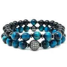 Load image into Gallery viewer, Set Blue Tiger's Eye & Black Onyx