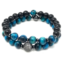 Load image into Gallery viewer, Set Blue Tiger's Eye & Black Onyx