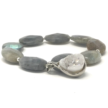 Load image into Gallery viewer, Labradorite & Fuchsia Agate Jewelry set