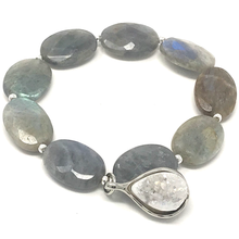 Load image into Gallery viewer, Labradorite & Fuchsia Agate Jewelry set