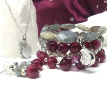 Load image into Gallery viewer, Labradorite & Fuchsia Agate Jewelry set