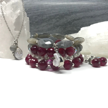 Load image into Gallery viewer, Labradorite & Fuchsia Agate Jewelry set