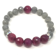 Load image into Gallery viewer, Labradorite & Fuchsia Agate Jewelry set