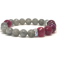 Load image into Gallery viewer, Labradorite & Fuchsia Agate Jewelry set