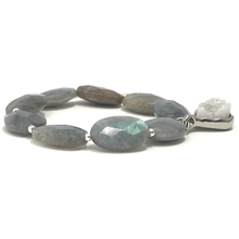 Load image into Gallery viewer, Labradorite & Fuchsia Agate Jewelry set