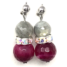 Load image into Gallery viewer, Labradorite & Fuchsia Agate Jewelry set