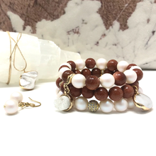 Load image into Gallery viewer, Goldstone & Swarovski Pearls Jewelry set