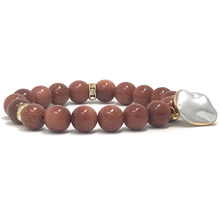 Load image into Gallery viewer, Goldstone & Swarovski Pearls Jewelry set