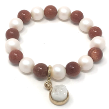 Load image into Gallery viewer, Goldstone & Swarovski Pearls Jewelry set