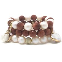 Load image into Gallery viewer, Goldstone & Swarovski Pearls Jewelry set