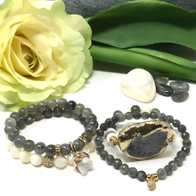 Load image into Gallery viewer, Labradorite & Mother of Pearl Jewelry set