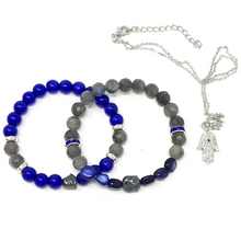 Load image into Gallery viewer, Labradorite & Sapphire Cat's Eye Jewelry set