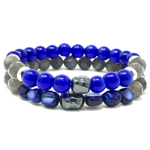 Load image into Gallery viewer, Labradorite & Sapphire Cat's Eye Jewelry set