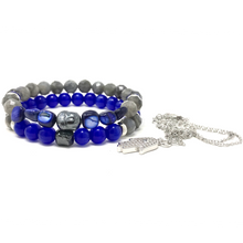 Load image into Gallery viewer, Labradorite & Sapphire Cat's Eye Jewelry set