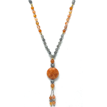 Load image into Gallery viewer, Labradorite & carnelian Mala