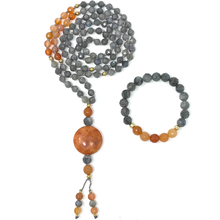 Load image into Gallery viewer, Labradorite & carnelian Mala