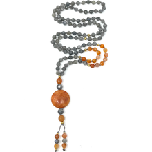Load image into Gallery viewer, Labradorite & carnelian Mala