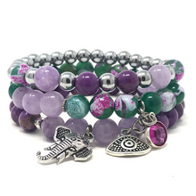 Load image into Gallery viewer, Muscovite & Green fire Agate set