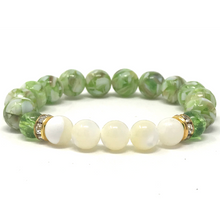 Load image into Gallery viewer, Set Green Peridot & Shell beads