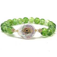 Load image into Gallery viewer, Set Green Peridot & Shell beads
